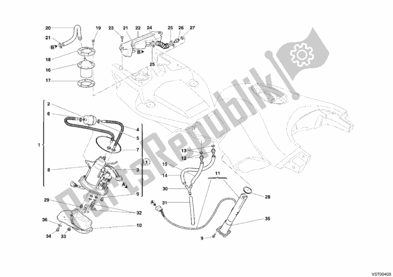 All parts for the Fuel Pump of the Ducati Multistrada 1000 S 2005